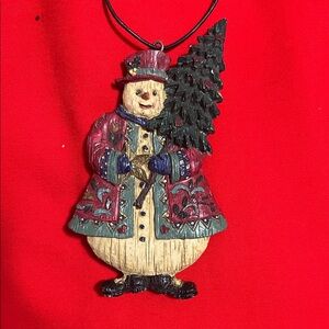 Charming Snowman Ornament with Tree